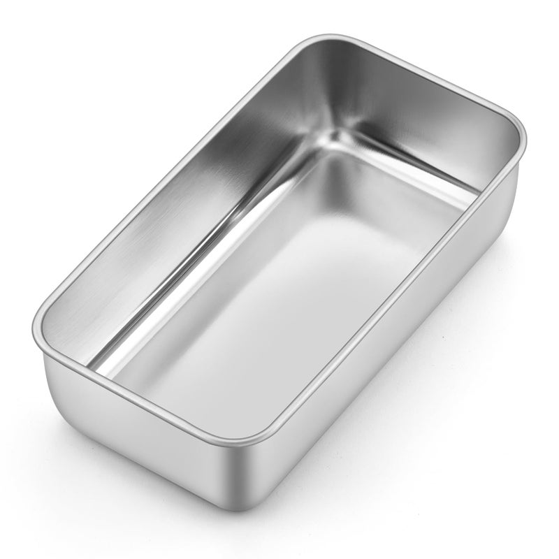 P&P CHEF Loaf Pan Set, 9 x 5 Inch Bread Pans, Stainless Steel Loaf Toast Baking Pans For Bread Meatloaf Lasagna Cake, Healthy & Non Toxic, Oven Safe& Easy Clean, (Silver, 1Pc) - Image 1